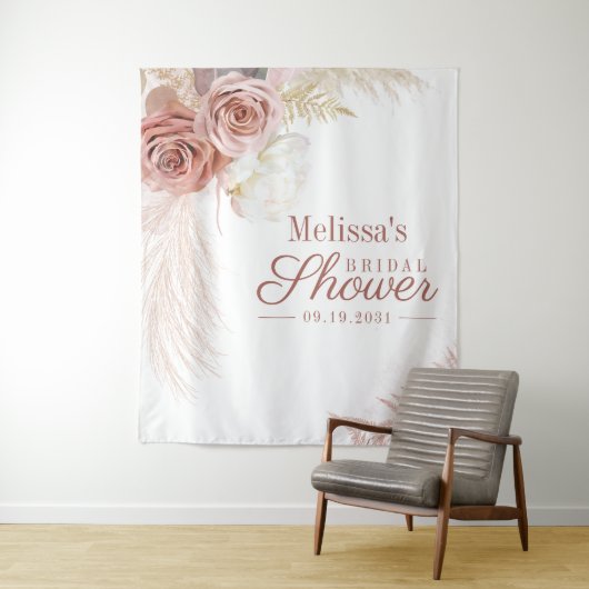 Pampas Grass Tan Brautparty Hintergrund Wandteppich (Beispiel)