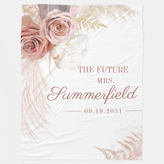 Pampas Grass Tan Bridal Shower Fleecedecke (Vorderseite)