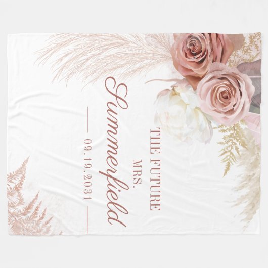 Pampas Grass Tan Bridal Shower Fleecedecke (Vorderseite (Horizontal))