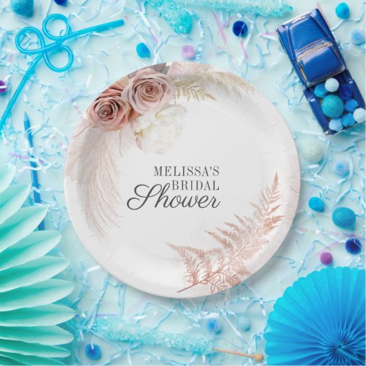 Pampas Grass Tan Bridal Shower Pappteller (Party)