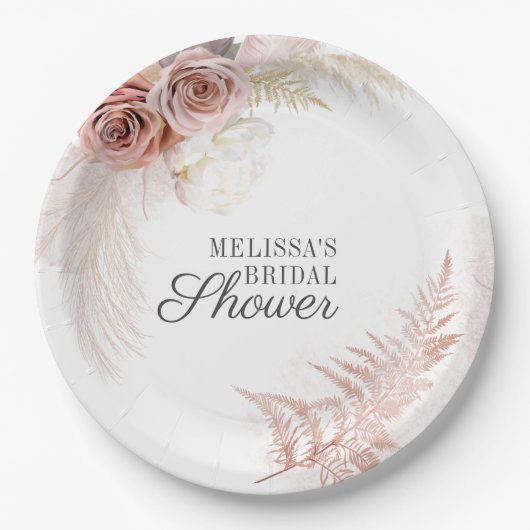 Pampas Grass Tan Bridal Shower Pappteller (Vorderseite)
