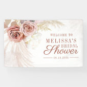 Pampas Grass Tan Script Brautparty Willkommen Banner (Horizontal)