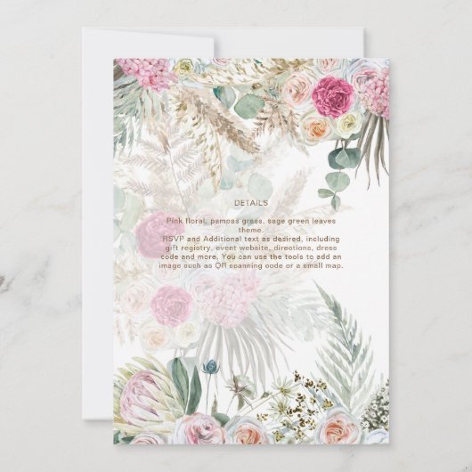 Pampas Grass TEA PARTY Brautparty Mittagessen (Rückseite)