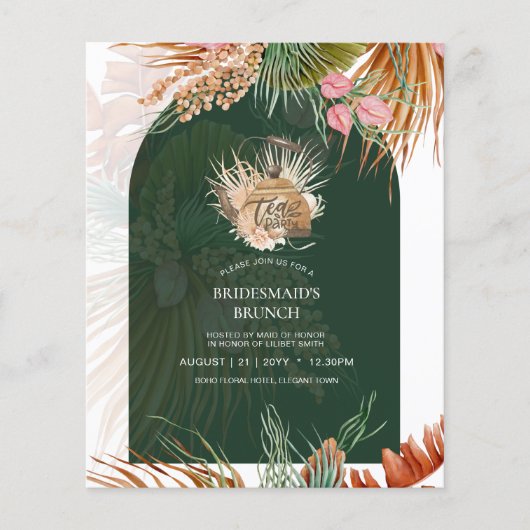 Pampas Grass TEA PARTY Brautparty Mittagessen Flyer (Vorne)