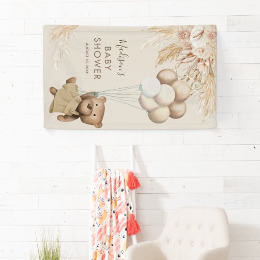 Pampas Grass Teddy Bear Babydusche Banner (Insitu)