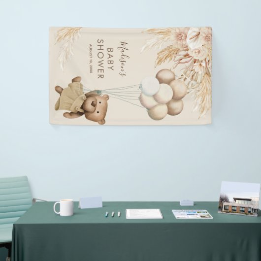 Pampas Grass Teddy Bear Babydusche Banner (Messeveranstaltung)