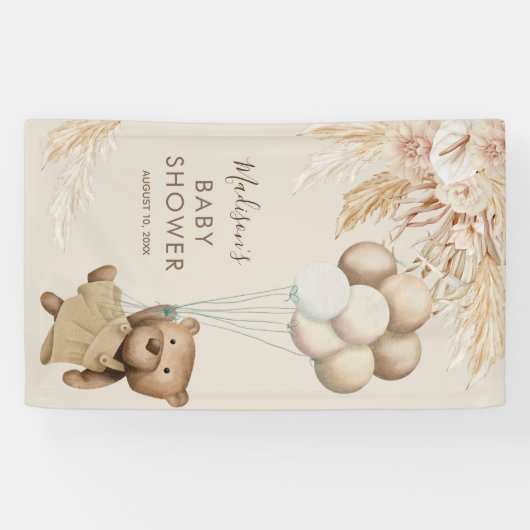 Pampas Grass Teddy Bear Babydusche Banner (Horizontal)