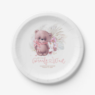 Pampas Grass Teddy Bear Babydusche Pink Boho Pappteller
