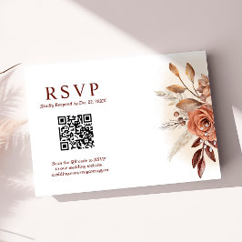 Pampas Grass Terra QR Code Floral Wedding RSVP