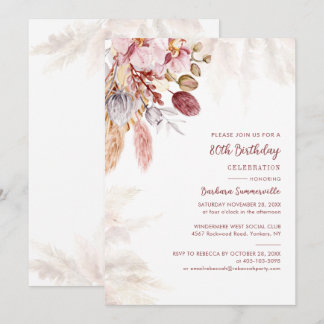 Pampas Grass Terracotta 80. Geburtstagsparty Einladung
