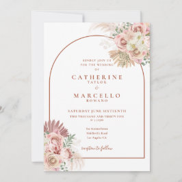 Pampas Grass Terracotta Arch Floral Wedding Einladung