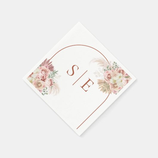 Pampas Grass Terracotta Arch Monogram Serviette (Ecke)