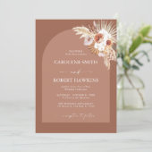 Pampas Grass Terracotta auf einer Hochzeit Einladung (Stehend Vorderseite)