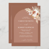 Pampas Grass Terracotta auf einer Hochzeit Einladung (Vorne/Hinten)