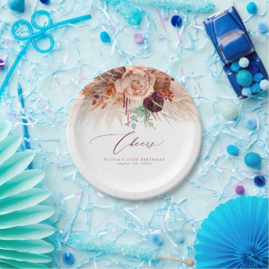 Pampas Grass Terracotta Blume Cheers Tropical Pappteller (Party)