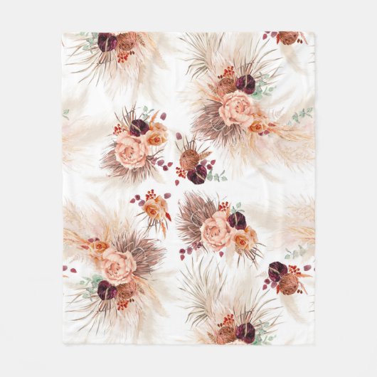 Pampas Grass Terracotta Blume Fleecedecke (Vorderseite)