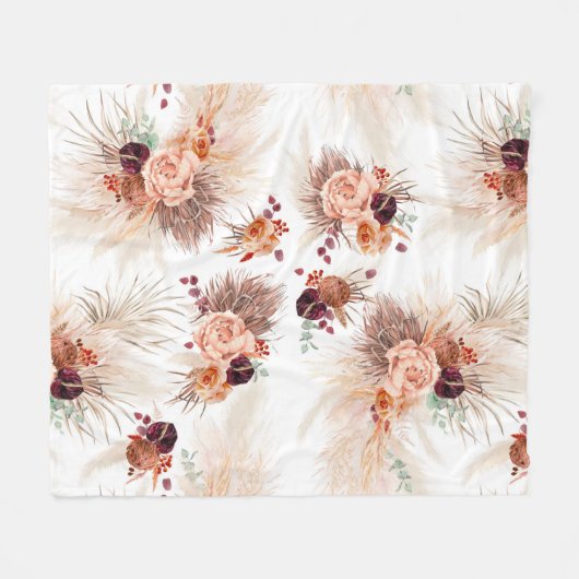 Pampas Grass Terracotta Blume Fleecedecke (Vorderseite (Horizontal))