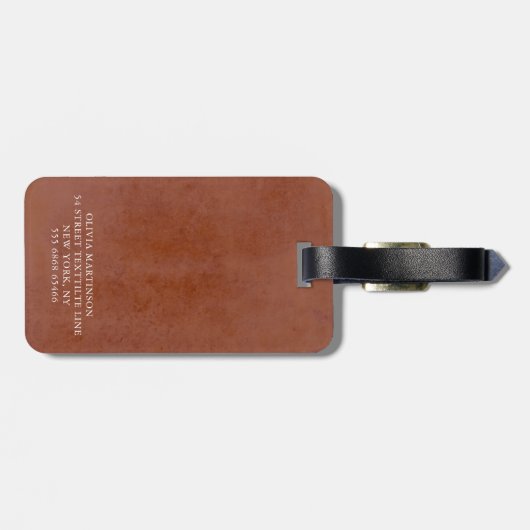 Pampas Grass Terracotta-Blume Monogramm Gepäckanhänger (Rückseite horizontal)