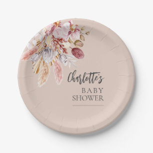 Pampas Grass Terracotta Boho Babydusche Pappteller
