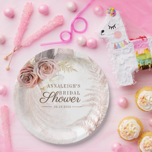 Pampas Grass Terracotta Boho Brautparty Pappteller (Party)