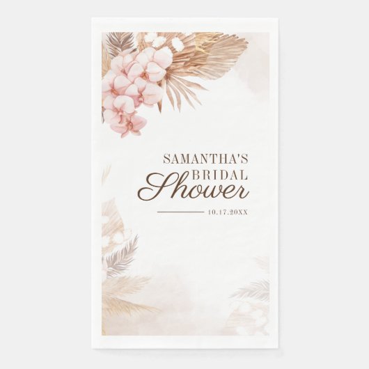 Pampas Grass Terracotta Boho Chic Brautparty Serviette (Vorderseite)