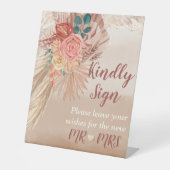 Pampas Grass Terracotta Boho Chic Wedding Party Sockelschild (Vorderseite)