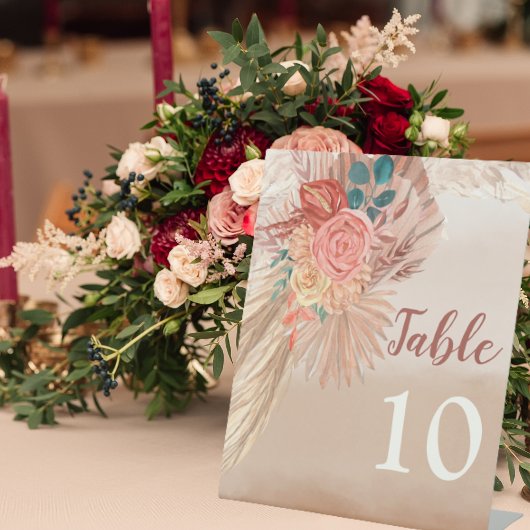 Pampas Grass Terracotta Boho Chic Wedding Party Sockelschild