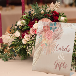 Pampas Grass Terracotta Boho Chic Wedding Party Sockelschild