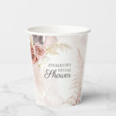 Pampas Grass Terracotta Boho Tan Brautparty Pappbecher (Rückseite)