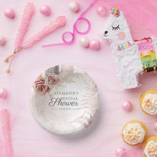 Pampas Grass Terracotta Boho Tan Brautparty Pappteller (Party)