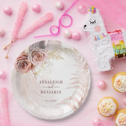 Pampas Grass Terracotta Boho Wedding Pappteller (Party)