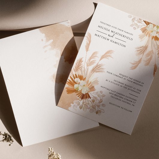 Pampas Grass Terracotta Botanische getrocknete Pal Einladung