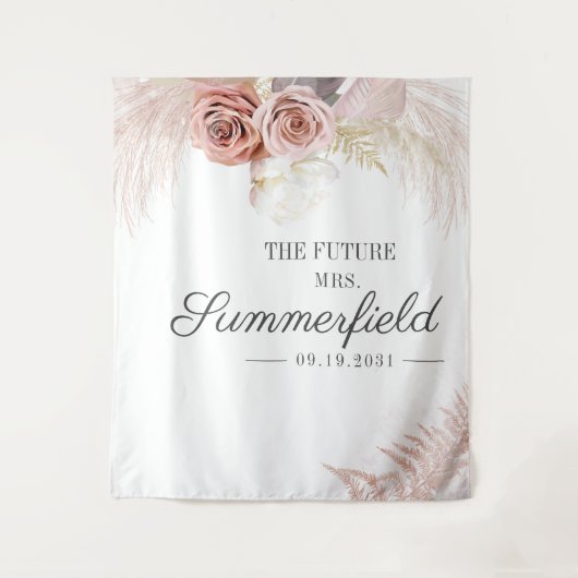 Pampas Grass Terracotta Brautparty Hintergrund Wandteppich (Vorderseite)