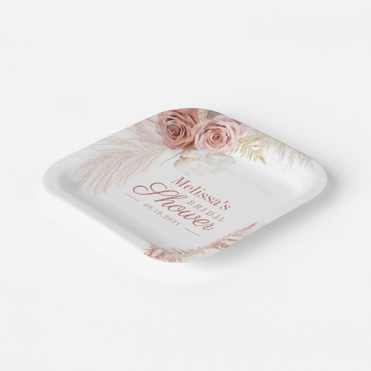 Pampas Grass Terracotta Brautparty Pappteller (Gewinkelt)