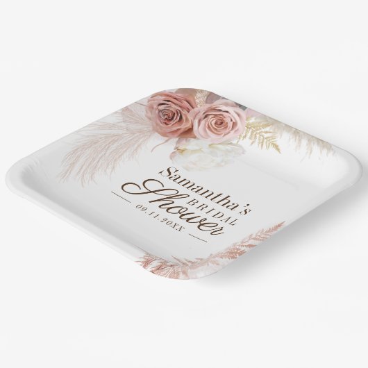 Pampas Grass Terracotta Brautparty Pappteller (Gewinkelt)