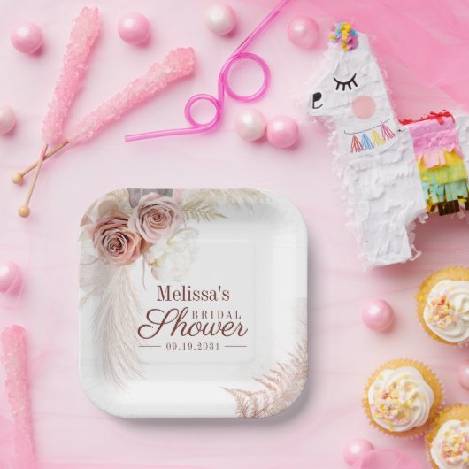 Pampas Grass Terracotta Brautparty Pappteller (Party)