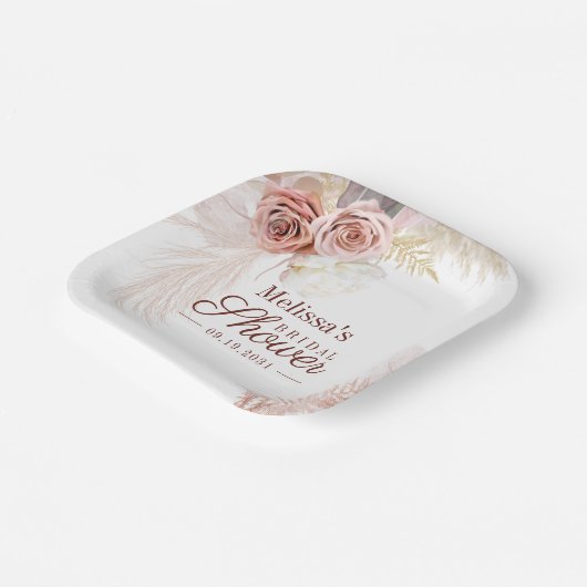 Pampas Grass Terracotta Brautparty Pappteller (Gewinkelt)