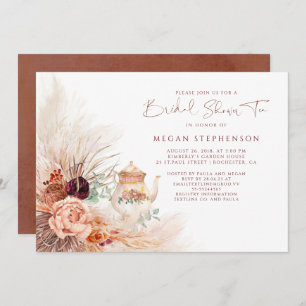 Pampas Grass Terracotta Brautparty Tee Einladung