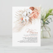 Pampas Grass Terracotta Brunch Babydusche Einladung (Stehend Vorderseite)