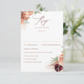 Pampas Grass Terracotta Burgundy Red Wedding RSVP (Stehend Vorderseite)