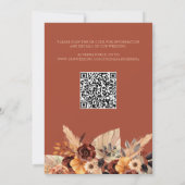 Pampas Grass Terracotta Fall Rust QR Code Hochzeit Einladung (Rückseite)