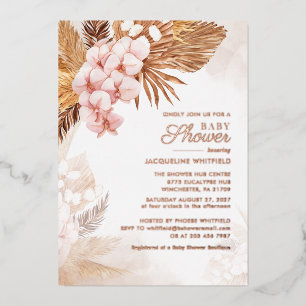 Pampas Grass Terracotta Floral Baby Dusche Gold Folieneinladung