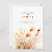 Pampas Grass Terracotta Floral Boho Hochzeit im He Einladung (Vorderseite)