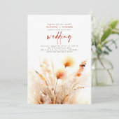 Pampas Grass Terracotta Floral Boho Hochzeit im He Einladung (Stehend Vorderseite)