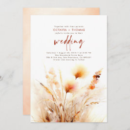 Pampas Grass Terracotta Floral Boho Hochzeit im He Einladung