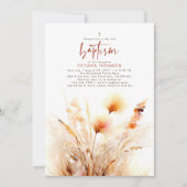 Pampas Grass Terracotta Floral Fall Taufe Einladung (Vorderseite)