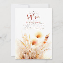 Pampas Grass Terracotta Floral Fall Taufe Einladung