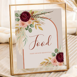 Pampas Grass Terracotta Floral Food Table Poster
