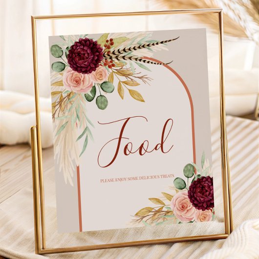 Pampas Grass Terracotta Floral Food Table Poster
