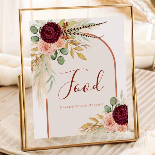 Pampas Grass Terracotta Floral Food Table Poster